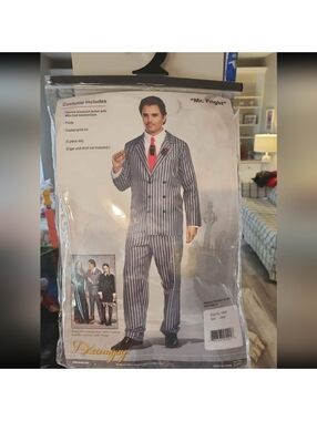 Striped Double-Breasted Suit Costume With Wig